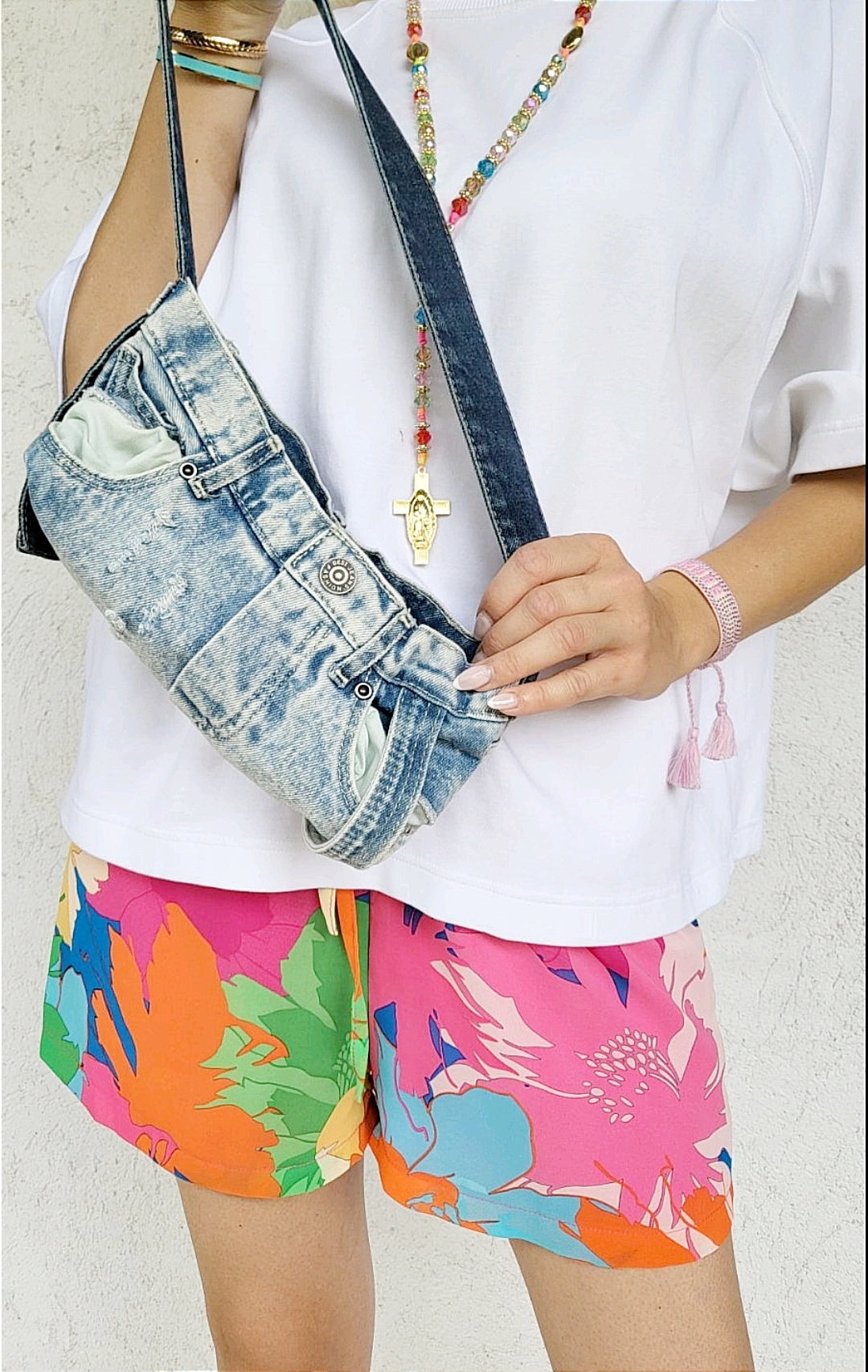 Vintage denim shoulder bag